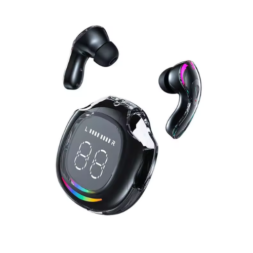 Ultrapods Pro True Wireless Earbuds with Display Transparent Design, Bluetooth 5.3 Water Proof – Black